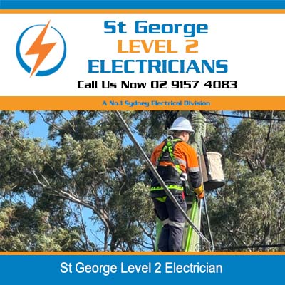 Level 2 electrician working on overhead power lines in St George area