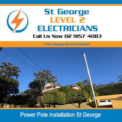 Newly installed private electrical power pole near a suburban home in St George